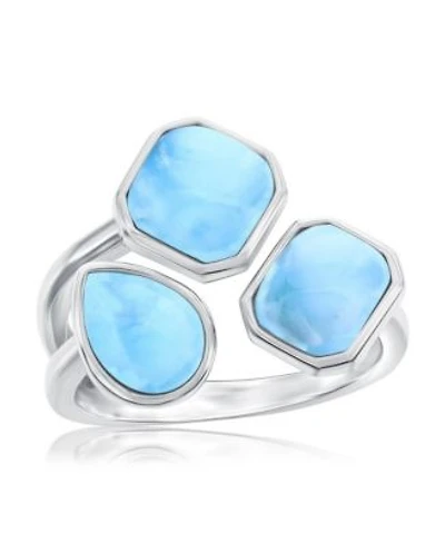 Caribbean Treasures Sterling Silver Multi Shaped Larimar Ring