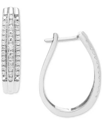 Diamond Triple Row Oval Hoop Earrings (1/2 ct. t.w.) in 10k White Gold