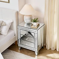 Streamdale Furniture Silver Mirror 3-Drawer Storage Cabinet