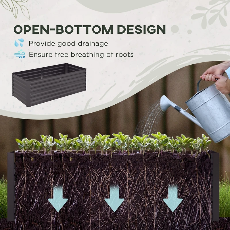 Galvanized Raised Garden Bed Kit, Large and Tall Metal Planter Box for Vegetables, Flowers and Herbs, Reinforced, 6' x 3' x 2', Dark Gray