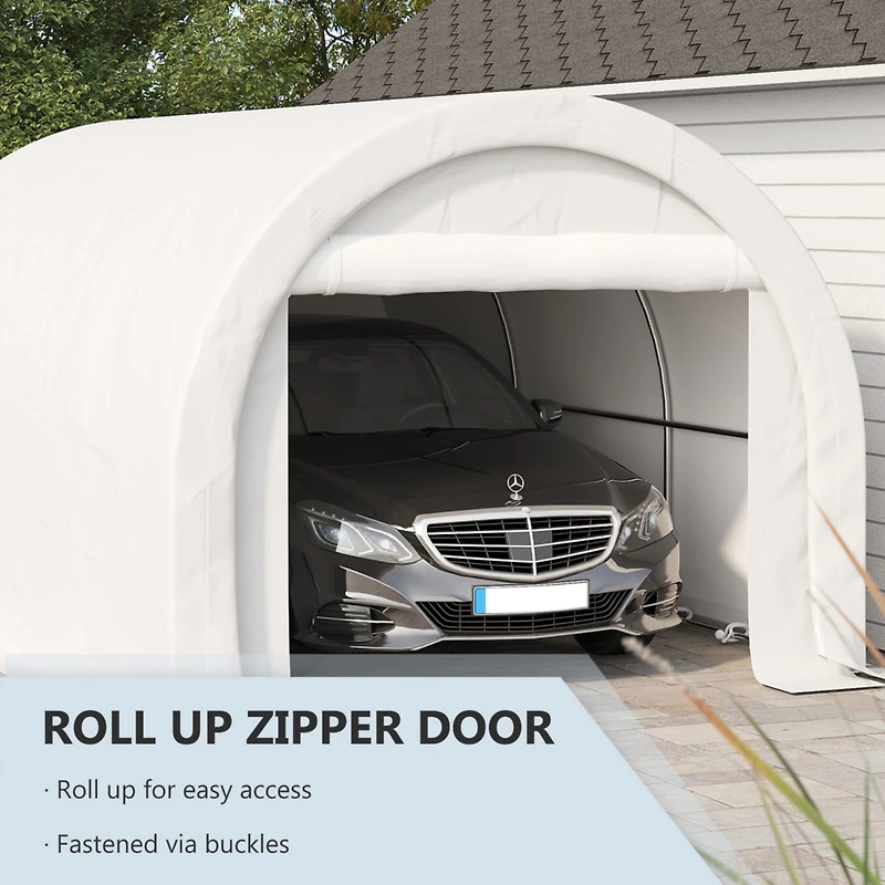 10' x 16' Carport, Heavy Duty Portable Garage Storage Tent with Large Zippered Door, Anti-uv Pe Canopy Cover for Car, Truck, Boat, Motorcycle, Bike, G