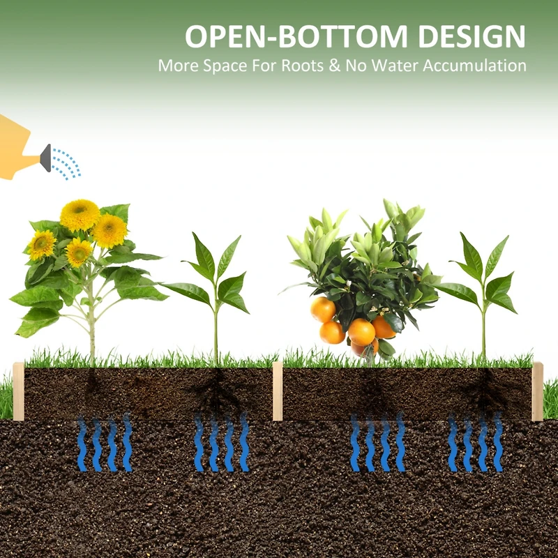 8x2ft Wooden Raised Garden Bed Kit, Elevated Planter with 2 Boxes, Self Draining Bottom and Liner, Patio to Grow Vegetables, Herbs, and Flowers, Natur