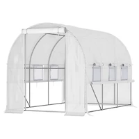 10' x 7' x 7' Walk-in Tunnel Greenhouse, Outdoor Green House with Anti-Tear Pe Cover, Zipper Doors and Mesh Windows, White