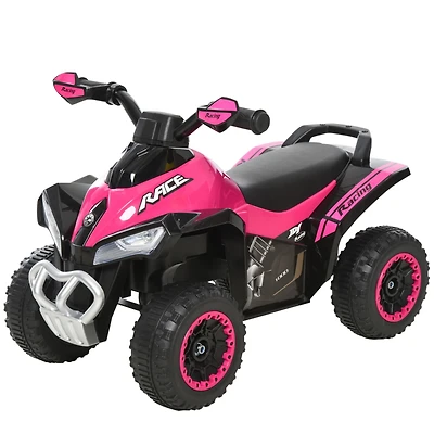 No Power Kids Ride On Push Car, Ride Racer, Foot-to-floor Sliding Car, Walking Atv Toy with Music, Lights, for 1.5-3 Years Old, Pink