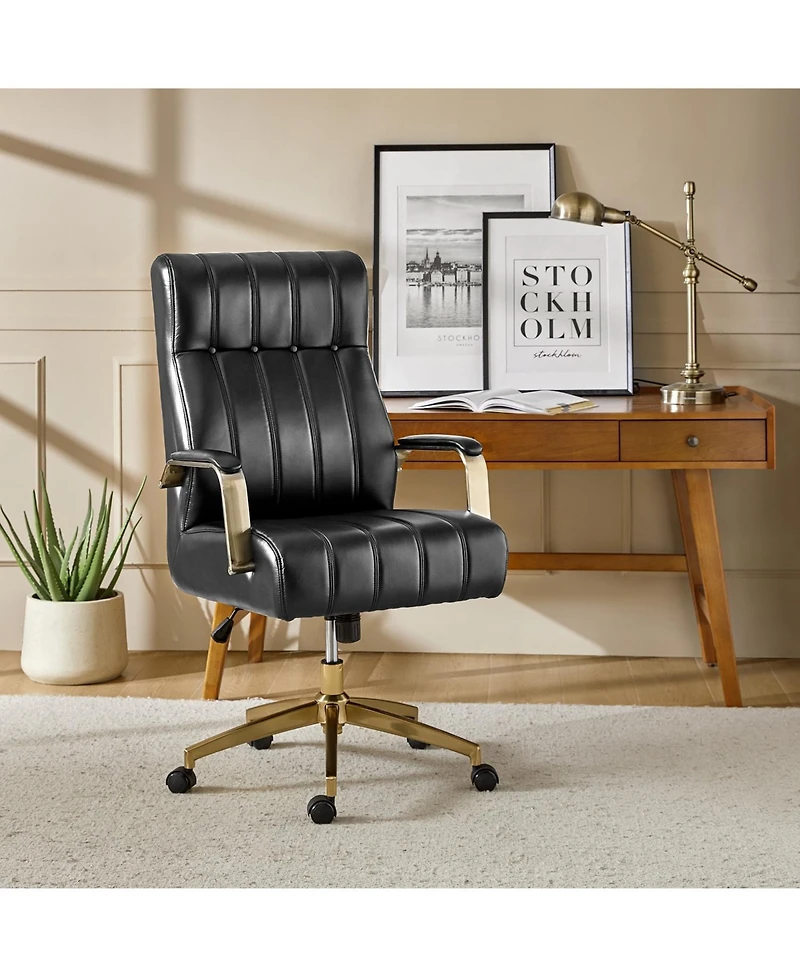 Hulala Home Uwe Modern Leather Ergonomic Executive Office Chair with Sgs International Certified Stainless Steel Gas Spring