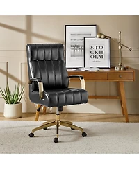 Hulala Home Uwe Modern Leather Ergonomic Executive Office Chair with Sgs International Certified Stainless Steel Gas Spring