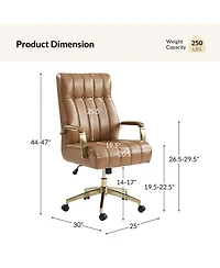 Hulala Home Uwe Modern Leather Ergonomic Executive Office Chair with Sgs International Certified Stainless Steel Gas Spring