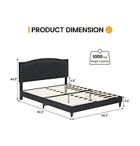 gaomon Queen Size Bed Frame with Button Tufted Headboard, Mattress Foundation, Easy Assembly