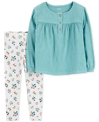 Carter's Toddler Girls Gauze Top & Floral-Print Leggings, 2 Piece Set