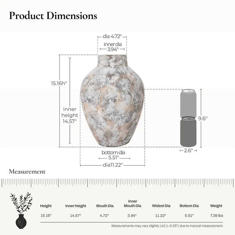 LuxenHome Marble White Inch Tall Stoneware Table Vase