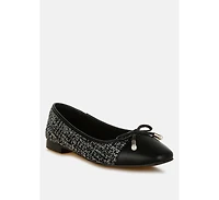 Acino Boucle Pearl Bow Ballerinas