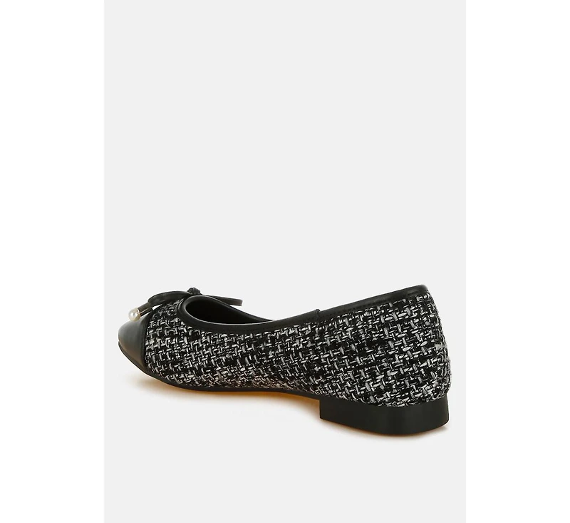 Acino Boucle Pearl Bow Ballerinas