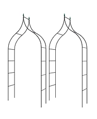 Costway 2 Pcs Garden Arbor with Multiple Side Crossbars Powder-coated Metal Tubes