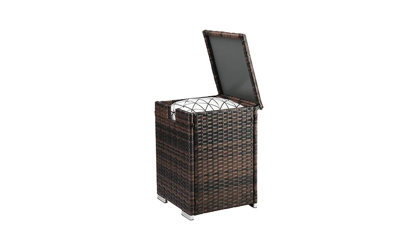 Slickblue Iron Frame Gas Bottle Storage Rattan Side Table - Brown Gradient