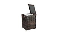 Slickblue Iron Frame Gas Bottle Storage Rattan Side Table - Brown Gradient