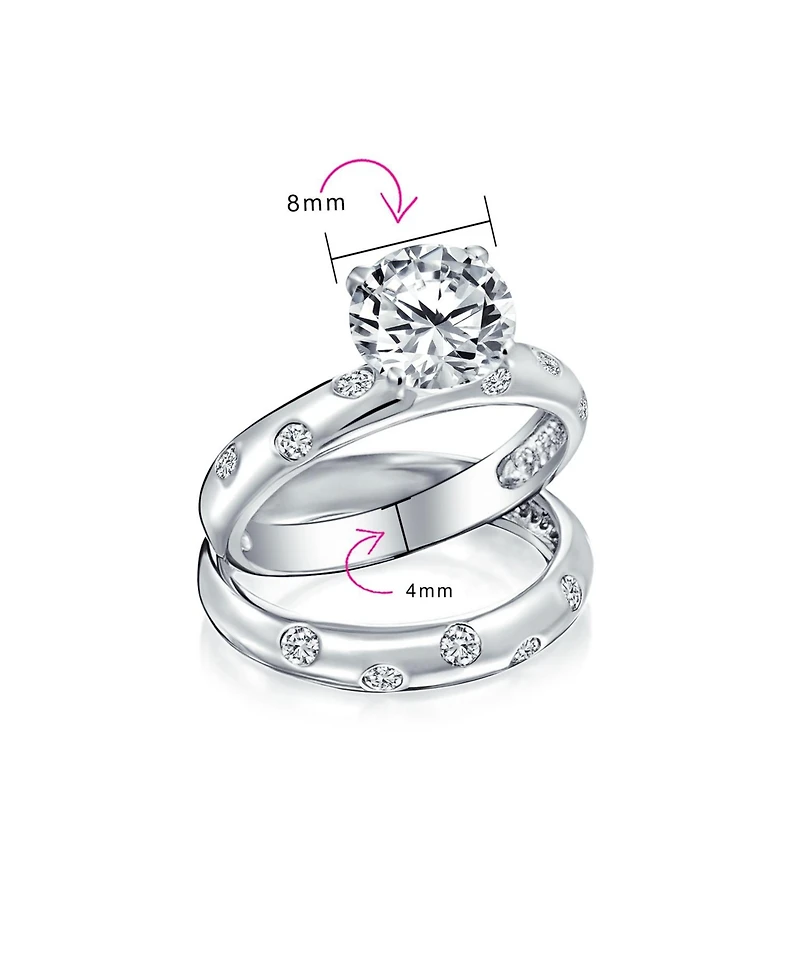 Bling Jewelry Etoile Cubic Zirconia 2CTW Cz Band Ring Set .925 Sterling Silver