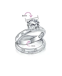 Bling Jewelry Etoile Cubic Zirconia 2CTW Cz Band Ring Set .925 Sterling Silver