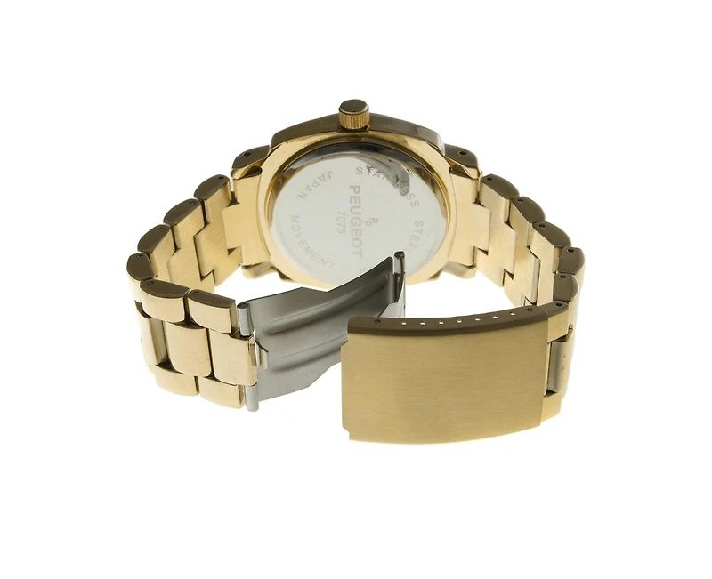 Peugeot Women's 40mm Gold Boyfriend Bracelet Watch with Crystal Bezel