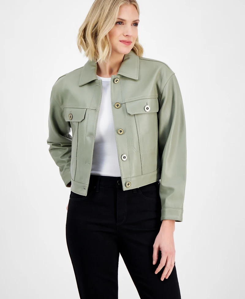 Michael Michael Kors Women's Button-Front Leather Jacket