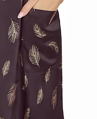 iCollection Women's Silky Pocket Shift Sleepshirt Nightgown Feather Print
