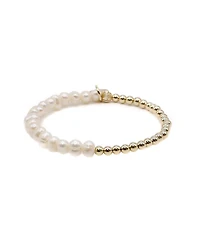 Non-Tarnishing Gold Filled 4mm Ball and Freshwater Pearl Stretch Bracelet
