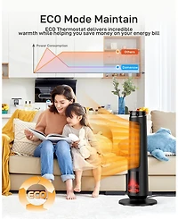 gaomon 31"Space Heater for Large Room, Economize Energy and Dispel Noise 25dB Ceramic Tower Indoor Space Heater for Home, Eco Mode,Timer Setting, Safe