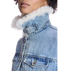 Julia & Stella by Maximilian Women's Denim Jacket with Shearling Trim