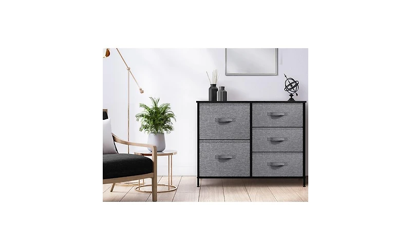 Sorbus Dresser with 5 Drawers - Storage Chest Organizer with Steel Frame, Wood Top, Handles