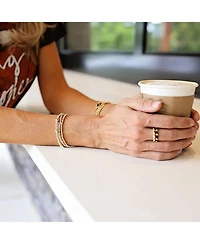Non-Tarnishing Gold Filled Elongated Bead and Sterling Silver Ball Stretch Bracelet