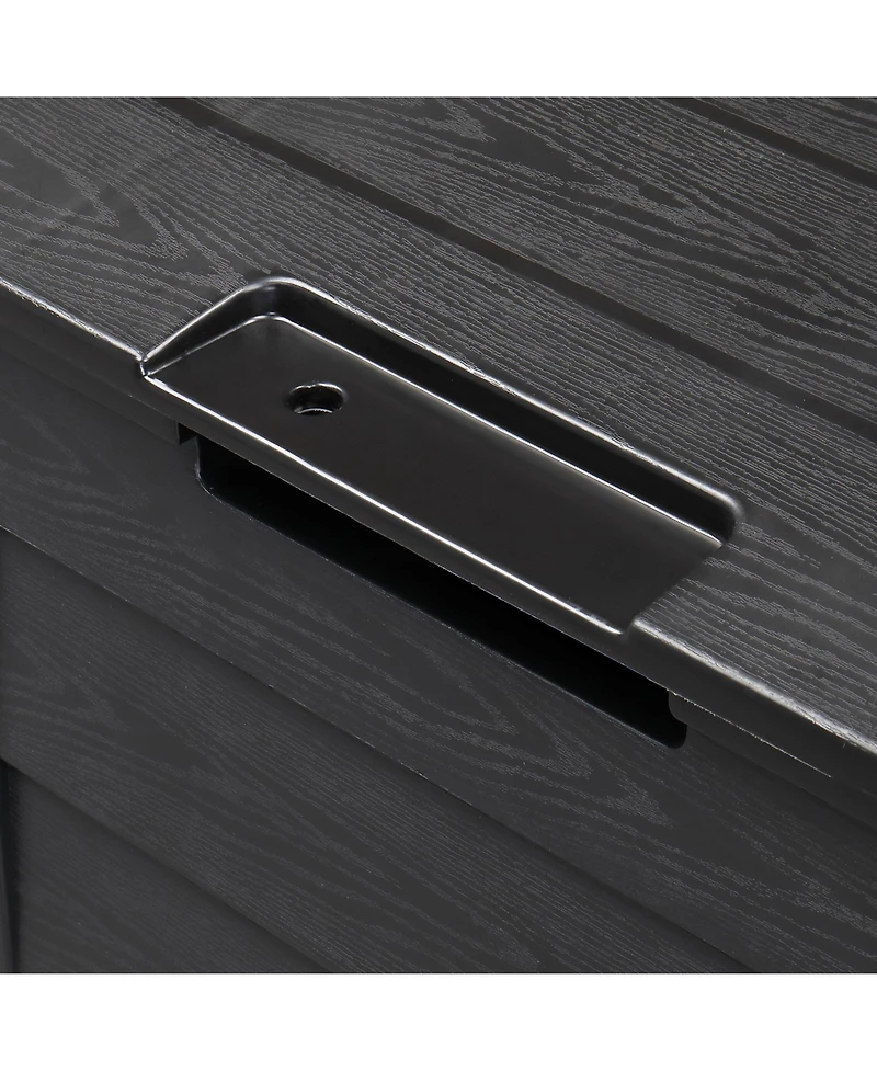 Slickblue Black Outdoor Garden Plastic Storage Deck Box - Lockable Chest for Tools, Cushions, and Toys