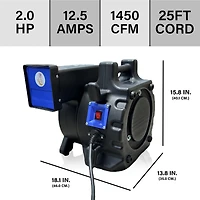 JumpOrange 2 Hp Blue Inflatable Blower - 14G, Stackable Design, 25ft Cord for Quick Setup