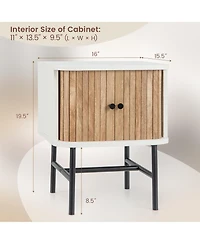 Gymax Set of 2 Nightstand Compact Modern End Side Table w/ Sliding Doors