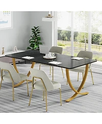 Tribesigns Executive Desk, Large Office Desk, Modern Computer Desk Conference Table Meeting Room Table, Business Furniture, Black and Gold