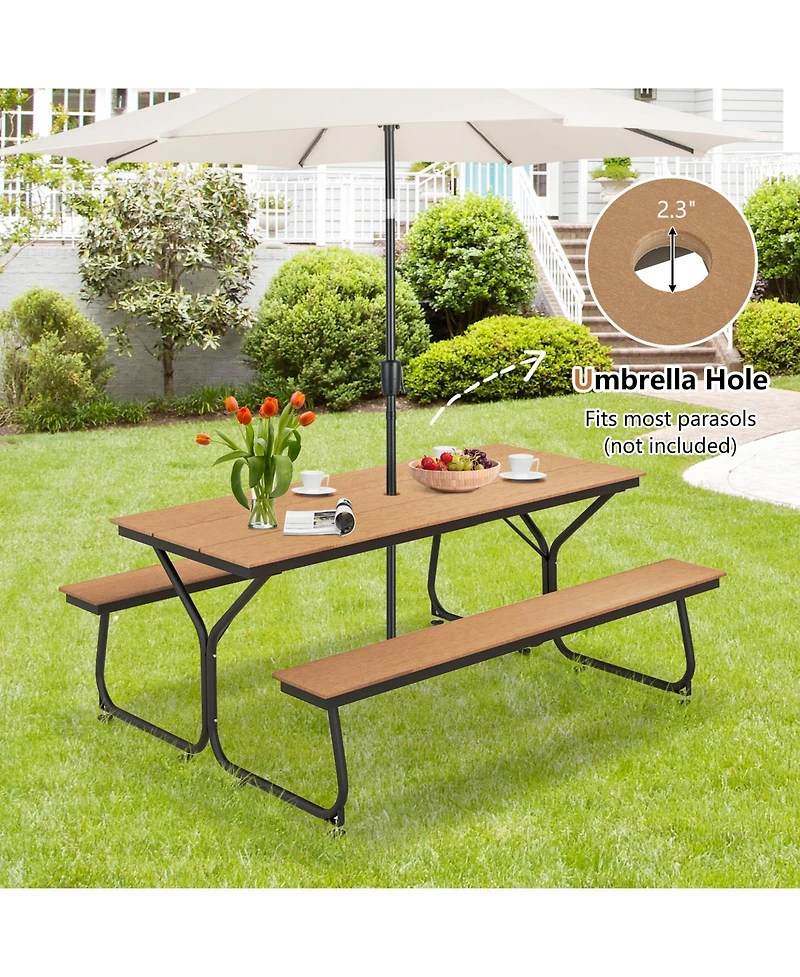 Skonyon 6 Feet Outdoor Picnic Table Bench Set for 6-8 People