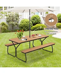 Skonyon 6 Feet Outdoor Picnic Table Bench Set for 6-8 People