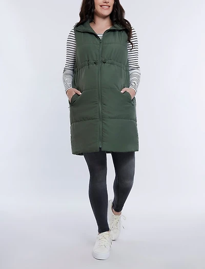 Women's Woven Full-Zip Sleeveless Quilted Puffer Vest - Motherhood Maternity