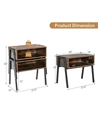 Sugift Stackable Nightstand Shelf Accent Table with Metal Frame