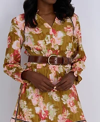 Sam Edelman Women's Glossy Pebble Grain Textured Leather Belt