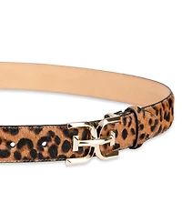 Sam Edelman Women's Double-e Plaque Buckle Exotic Print Belt