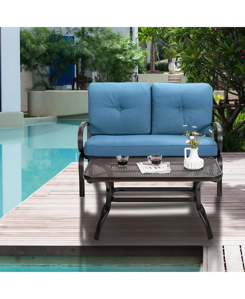 Sugift 2 Pieces Patio Outdoor Cushioned Coffee Table Seat