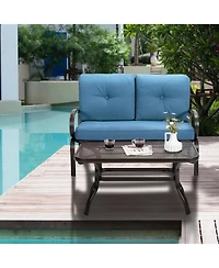 Sugift 2 Pieces Patio Outdoor Cushioned Coffee Table Seat