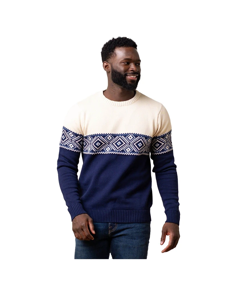 Hope & Henry Men's Crew Neck Fair Isle Sweater