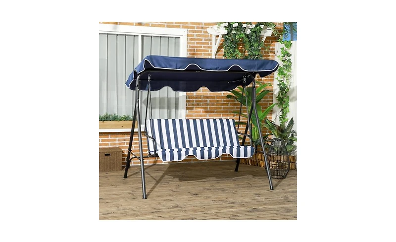 Slickblue 3-Seat Outdoor Porch Swing – Comfortable Patio Swing for Relaxation, Perfect for Gardens and Backyards