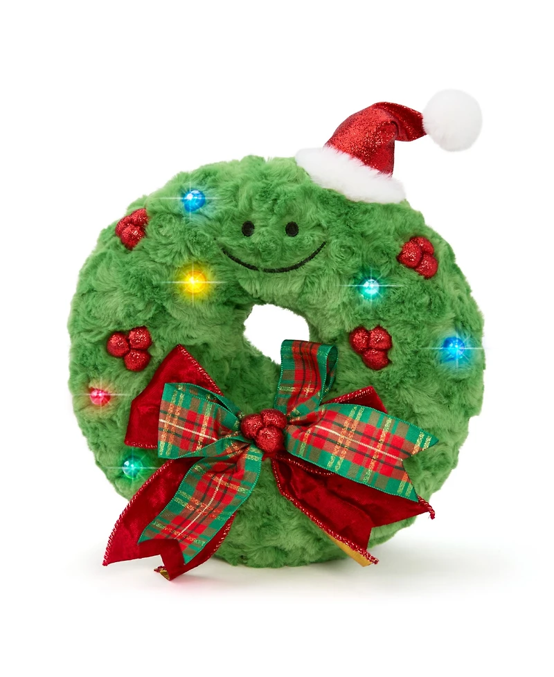 Geoffrey's Toy Box Star Brights 12" Led Light-Up Plush Holiday Wreath Toy, Created for Macy's