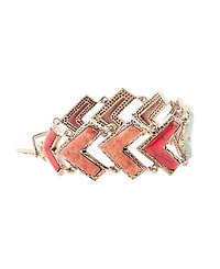 Barse Tapestry Genuine Turquoise Multi Stone Golden Bronze Arrows Link Bracelet