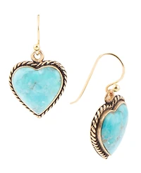 Barse Drop Genuine Blue Turquoise Heart Earrings