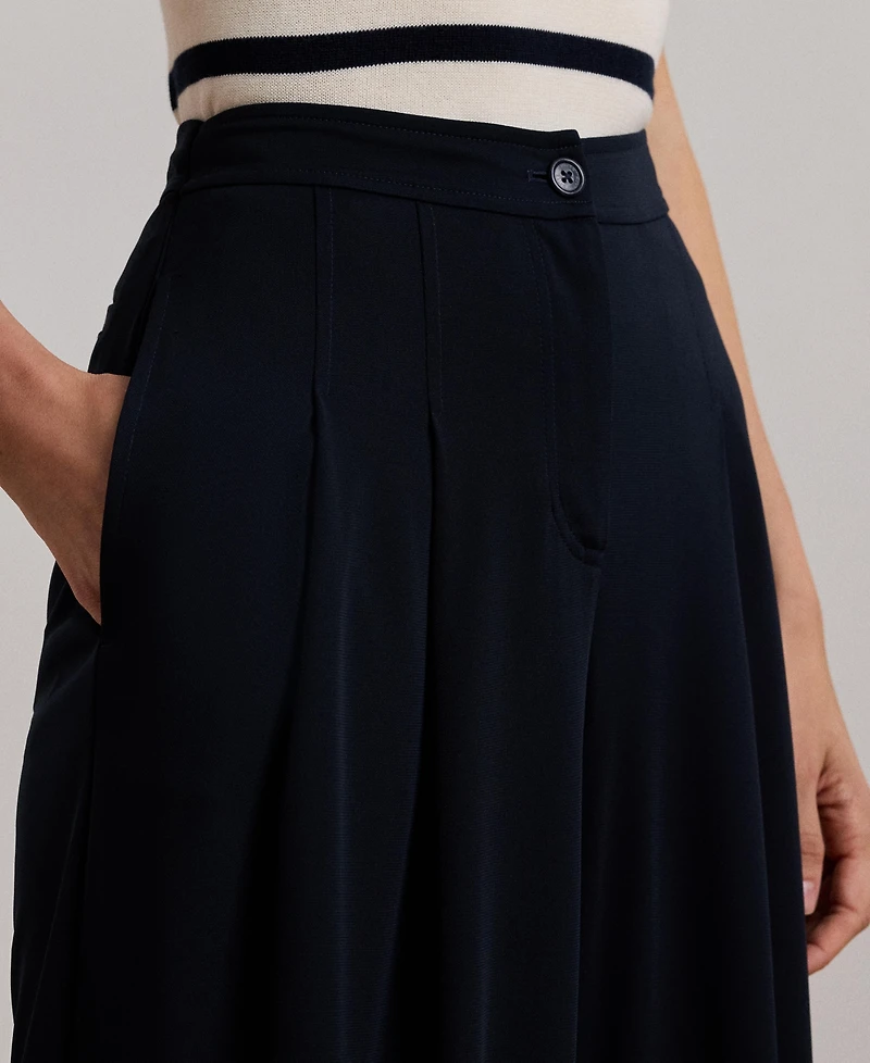 Lauren Ralph Lauren Women's Pleated Stretch Jersey Wide-Leg Pants, Regular & Petite