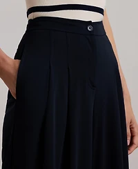 Lauren Ralph Lauren Women's Pleated Stretch Jersey Wide-Leg Pants, Regular & Petite