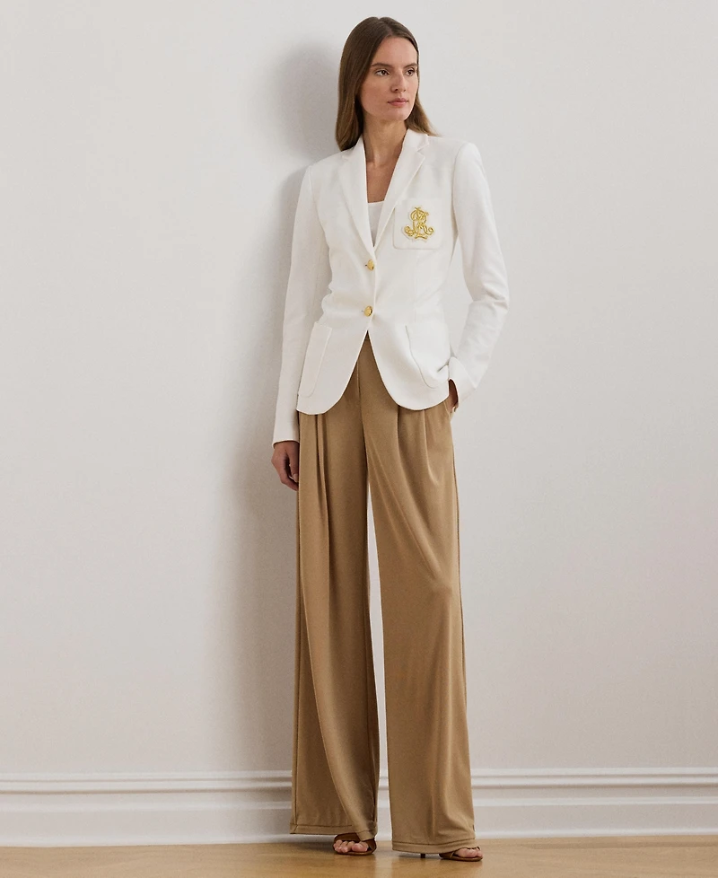 Lauren Ralph Women's Pleated Stretch Jersey Wide-Leg Pants, Regular & Petite