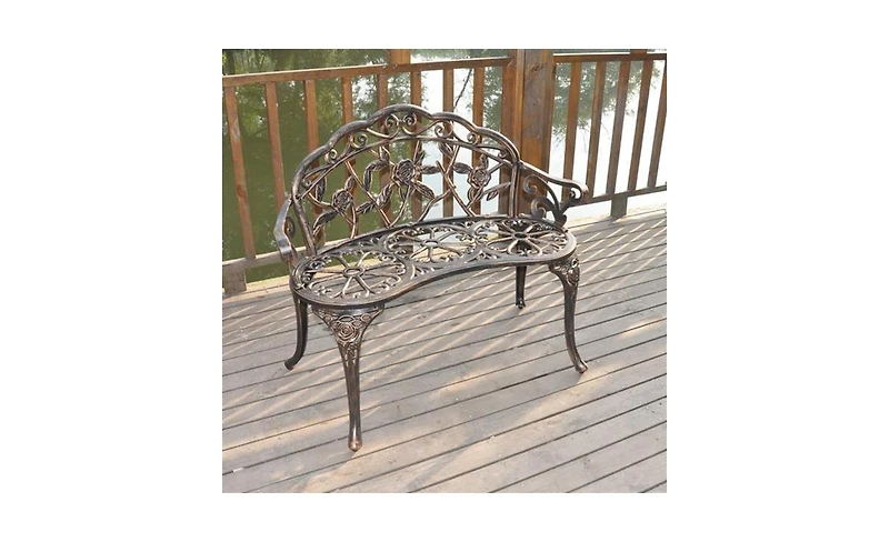 Slickblue 38.5" Cast Aluminum Outdoor Courtyard Decoration Park Leisure Rose Chair